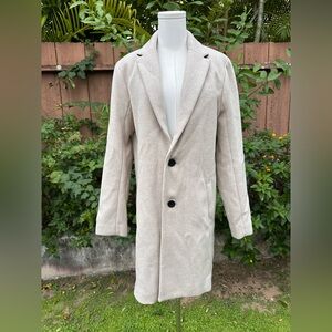 Hollister Men’s Beige Wool Blend Classic Overcoat Size S